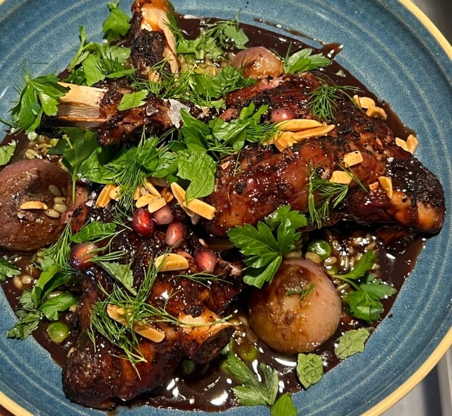 Date Molasses-Glazed Lamb Shank.