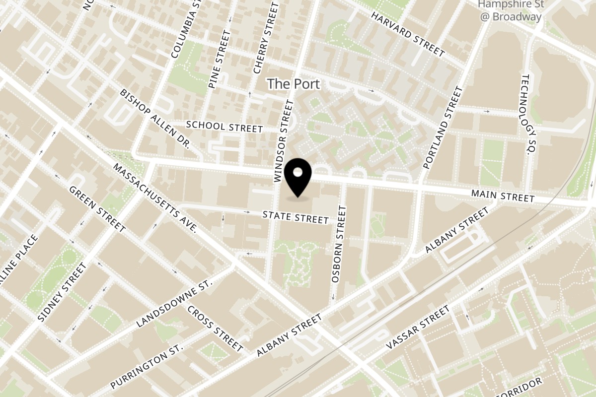 Map showing the location of Moona on 750 Main St in Cambridge